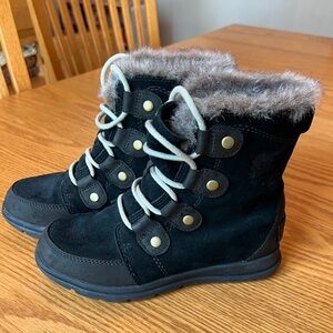 Sorel Explorer Black Suede Winter Boots